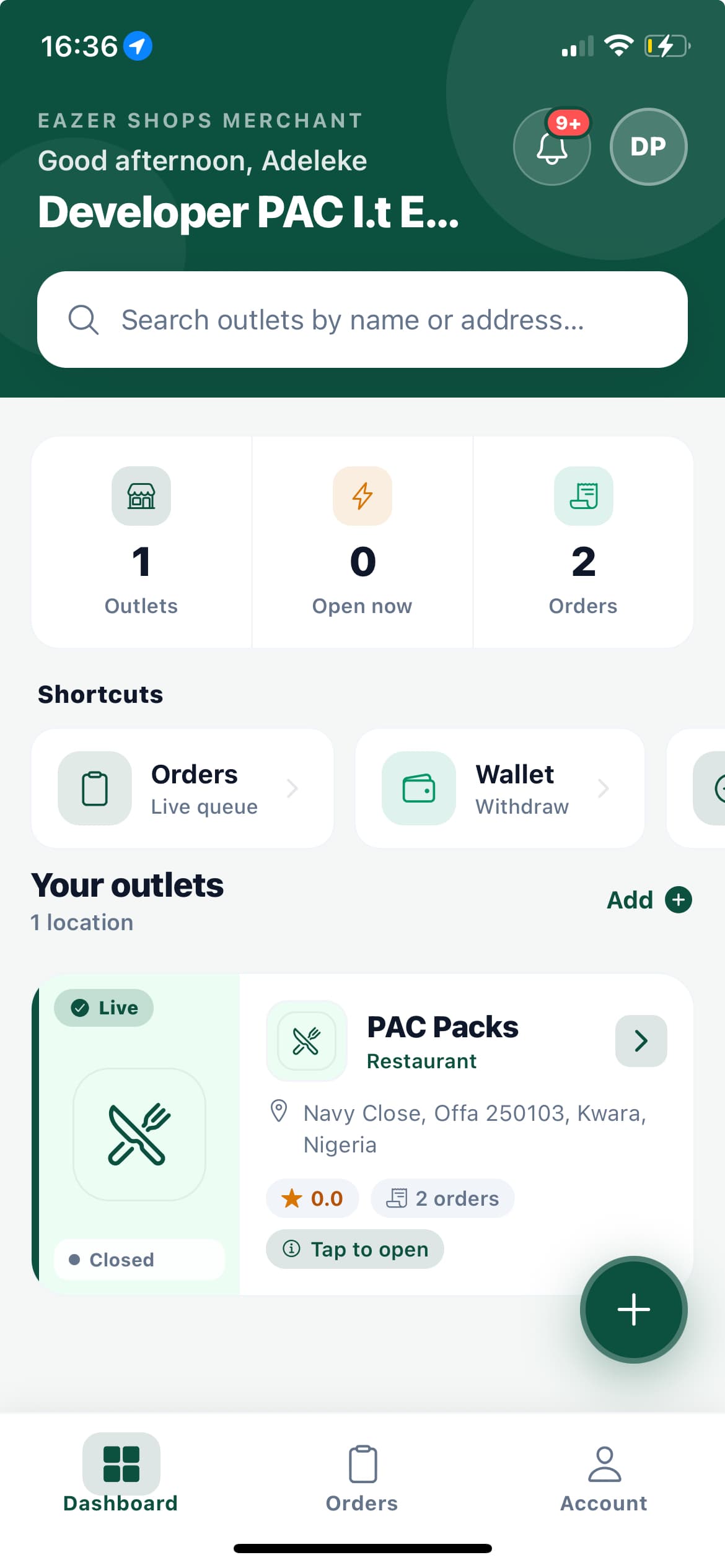 Eazer Shops Merchant app screenshot